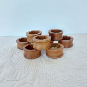 MCM Style 8 Wooden Brown Napkin Rings Made In The Philippines
